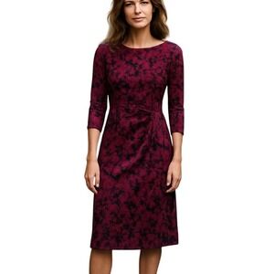 Lauren‎ Ralph Lauren Floral Print Midi Dress Long Sleeve Career Size 2 $115